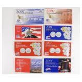 (8) US Mint UNC Sets 2001, 03, 04, & 06