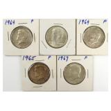 (5) Kennedy Half Dollars