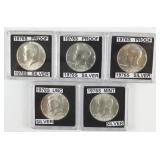 (5) 40% Silver Kennedy Half Dollars.