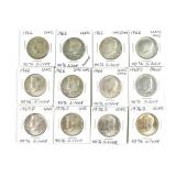 (12) 40% Silver Kennedy Half Dollars