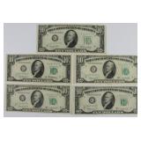 (5) Ten Dollar Fed Reserve Notes