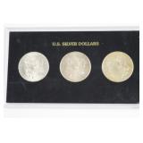 (3) 1921 Morgan Silver Dollars in Case