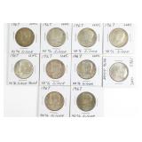 (10) 40% Silver Kennedy Half Dollars. 1965 & 1967