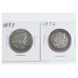 (2) Columbian Expo Half Dollars