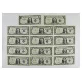 (14) One Dollar Silver Certificates