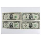 (4) Consecutive Series 1934 C Five Dollar Notes