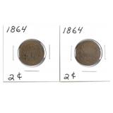 (2) 1864 Two Cent Piece