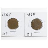 (2) 1864 Two Cent Piece