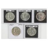 (5) Kennedy Half Dollars from Special Mint Sets