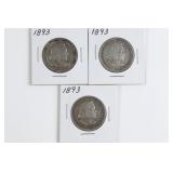 (3) Columbian Expo Half Dollars