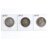 (3) Columbian Expo Half Dollars