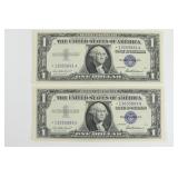 (2) One Dollar Silver Certificate Star Notes