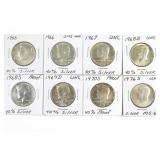 (8) 40% Silver Kennedy Half Dollars