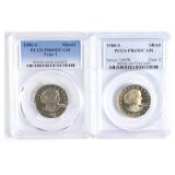 (2) Proof Susan B Anthony Proof Dollars