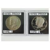 (2) 1979-S Proof Kennedy Half Dollar. Type I & II