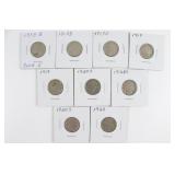 (9) Buffalo Nickels. Includes 1913 Type I