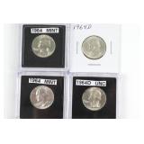 (4) 1964 & 64-D washington Quarters