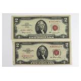(2) Two Dollar Red Seal. Series 1953 & 63