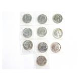 (10) 1965 Kennedy Half Dollar (From UNC Sets)