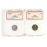 (2) Graded Lincoln Wheat Cents