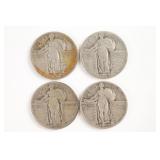 (4) Silver Standing Liberty Quarters