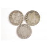 (3) Silver Barber Quarters