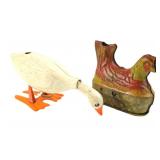 Egg Layers Tin Chicken & Marx Plastic/Tin Goose