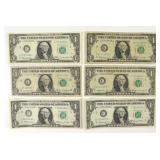 1963 & 1969 $1 Star Notes (Various Mints) 6 total