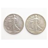 (2) Liberty Walking Half Dollars 1943 & 1945