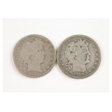 (2) Silver Barber Quarters