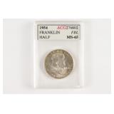 1954 Franklin Half Dollar  AGC MS-65 FBL