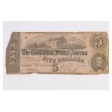 1862 Richmond Confederate $5 - A