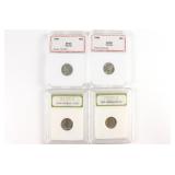 (4) Graded Silver Dimes