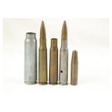 (5) Inert WWII & Korea 20 mm & 50 Cal Display Pcs