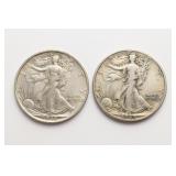 (2) Liberty Walking Half Dollars. 1942 & 43