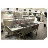 3 Compartment Stainless Steel Sink W/ Trash Chute 103in