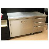 Stainless Steel Worktop Counter On Casters W/ Drawers 5ft X 30in