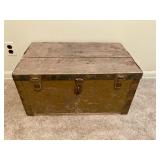 Vintage Wooden Military Trunk/13.5"H,27"W,16"D