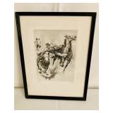 RH Polenske Print Signed/"Bulldogging"/13x17