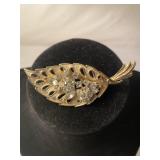 Vintage Coro Stamped Rhinestone Brooch