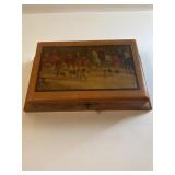 Vintage Wooden Box with Costume Jewelry