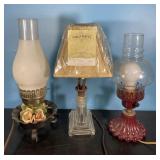 3 cute vintage dresser lamps-12" & 14" tall