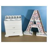 9.5x 9" Jewelry box & 12" Letter "A" Lights up