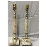 Vintage dresser lamps-frosted glass, marble base,