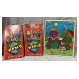 Vintage Barney puzzle & Kellogs Activity books