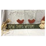 Snow Birds Welcome Christmas wood piece-23"