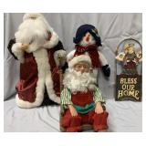 Santas, Snowman & angels! Tallest is 20"