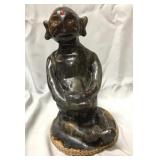 Vintage 10" tall cermonial statue w/ stone on head
