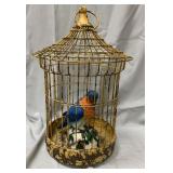 WORKS! Bird cage w/ singing bird-17" tall