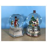 (2) 6" Christmas Snow Globe Music Boxes